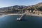 Malibu Pier Aerial with Pacific Ocean and Santa Monica Mountains