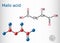 Malic acid C4H6O5 molecule, is dicarboxylic acid. Structural chemical formula and molecule model. Sheet of paper in a cage