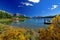 Maligne Lake with beautiful fall color