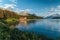 Maligne Lake Boathouse in Jasper National Park, Alberta, Canada