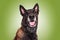 Malinois belgian shepherd dog portrait making a smile