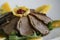 Mallard duck meat â€“ roasted, with oranges and rocket salad
