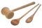 Mallet and two wooden spoons