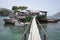 Mallorca, Spain - 11 July, 2023: Restaurant Illeta pier in Camp de Mar, Mallorca, Balearic Islands