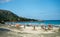 MALLORCA, SPAIN - Jul 17, 2020: Mallorca, Empty beach without no tourists because of covid-19 corona