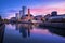 Malmo Skyline and Hamnkanalen Canal at sunset - Malmo, Sweden