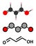 Malondialdehyde (MDA, enol form) molecule. Marker of oxidative stress and naturally produced during the lipid peroxidation of