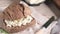 Malt loaf bread with creamy cheese