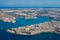 Malta aerial view. Valetta, capital city of Malta, Grand Harbour, Kalkara, Senglea and Vittoriosa towns.
