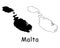 Malta Country Map. Black silhouette and outline isolated on white background. EPS Vector