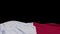 Malta fabric flag waving on the wind loop. Maltese embroidery stiched cloth banner swaying on the breeze. Half-filled black