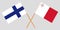 Malta and Finland. The Maltese and Finnish flags. Official colors. Correct proportion. Vector
