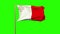 Malta flag waving in the wind. Green screen, alpha