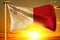 Malta flag weaving on the beautiful orange sunset with clouds background