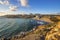 Malta - Golden Bay, malta`s most beautiful sandy beach at sunset