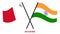 Malta and India Flags Crossed And Waving Flat Style. Official Proportion. Correct Colors