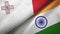 Malta and India two flags textile cloth, fabric texture