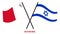 Malta and Israel Flags Crossed And Waving Flat Style. Official Proportion. Correct Colors