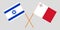 Malta and Israel. The Maltese and Israeli flags. Official colors. Correct proportion. Vector