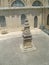 Malta La Valletta courtyard monument with skulls and cross