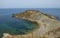 Malta nature, cliffs in malta, Ramla Bay in Malta, maltese landscape with the hill and different blue colour sea on sunny day, sce