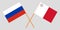 Malta and Russia. The Maltese and Russian flags. Official colors. Correct proportion. Vector
