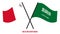 Malta and Saudi Arabia Flags Crossed And Waving Flat Style. Official Proportion. Correct Colors