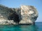 Malta shore steep limestone coast with huge cave