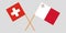 Malta and Switzerland. The Maltese and Swiss flags. Official colors. Correct proportion. Vector