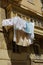 Malta, Valetta: Typical balconies in Malta with suspended laundry for drying