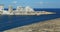 Malta, Valletta, Hastings Garden Malta, view of the Fort TignÃ© and water of the Marsamxett Harbour from the walls of the fortress