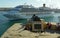 Malta, Valletta, Monument to the Unknown Soldier, passage of a cruise ship