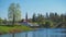 Maltese ancient castle in spring. Landscape with old castle. Gatchina. Russia.