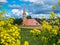 Maltese ancient castle in spring. Landscape with old castle. Russia.