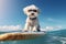 Maltese Surfer Chic: Sunglassed Pup Hangs Ten on the Ocean Waves - Generative AI