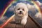 Maltipoo Puppy Crossing Over the Rainbow Bridge in Heaven - Ai Generative