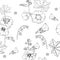 Malva seamless pattern Summer Flowers Sketches