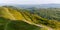 Malvern Hills at sunrise with Eastnor Obelisk in the distance,Herefordshire,England,United Kingdom