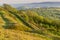 Malvern Hills at sunrise with Eastnor Obelisk in the distance,Herefordshire,England,United Kingdom.ss