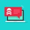 Malware notification on laptop vector, spam data, fraud internet virus