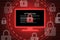 Malware, Ransomware and virus infected alert on red screen background