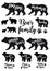 Mama bear, papa bear, baby bear, vector set