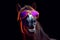 mammal sunglasses portrait goggles fun background funny horse animal smile colourful. Generative AI.