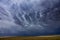Mammatus clouds sky over steppe