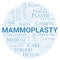 Mammoplasty typography word cloud create with the text only. Type of plastic surgery