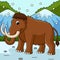 Mammoth Animal Colored Cartoon Illustration