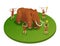 Mammoth Hunt Isometric Composition
