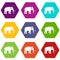 Mammoth icons set 9 vector