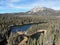 Mammoth Lakes aerial panoramic view of the water and trees