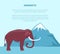 Mammoth near Mountain with Ice Top Vector Banner